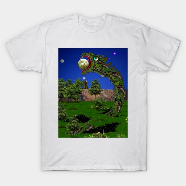 Planet Eating Worm Dragon T-Shirt by dennye